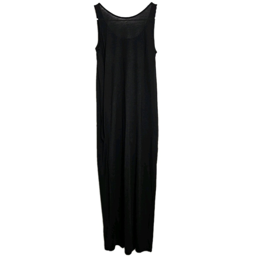 COS Sleeveless Dress Sz XS Double Layered Knit Tank Midi Pockets Lyocell Black‎